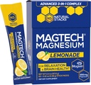 MagTech Magnesium Drink Mix - Χωρίς ζάχαρη Λεμονάδα - 3 Μορφές Μαγνησίου: Μαγνητίνη L-Θρεονικό, Γλυκινικό & Ταυρικό - 200mg Χηλικό σύμπλοκο Μαγνησίου - Υποστηρίζει Χαλάρωση & Εγκεφαλική Υγεία - 20 Υπηρεσίες