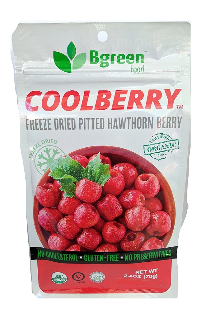 Bgreen- Organic Freeze Dried Hawthorn Berry, USDA Organic, Tea Infusion, Smoothie, Superfood