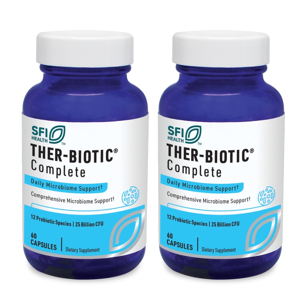 Klaire Labs SFI Health Ther-Biotic Complete - Hypoallergenic Probiotics for Women & Men - Acid-Stable Probiotic Supplement - 12 Είδη για την Ανοσολογική & Πεθητική Υγεία - 25 Δισεκατομμύρια CFU (2 Pack)