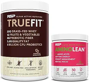 RSP NUTRITION TrueFit Protein Powder (Chocolate 2 LB) with AminoLean Pre Workout Energy (Watermelon 30 Servings)