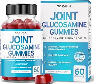 Glucosamine Chondroitin Gummies Joint Supplement - Glucosamine Gummies for Adults Nutritional Supplements - Joint Supplements for Men & Women - Delicious Raspberry Flavor - (60 Count)