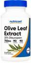 Nutricost Olive Leaf Extract (20% Oleuropein) 750 MG, 90 κάψουλες - Μη ΓΤΟ, Χωρίς γλουτένη