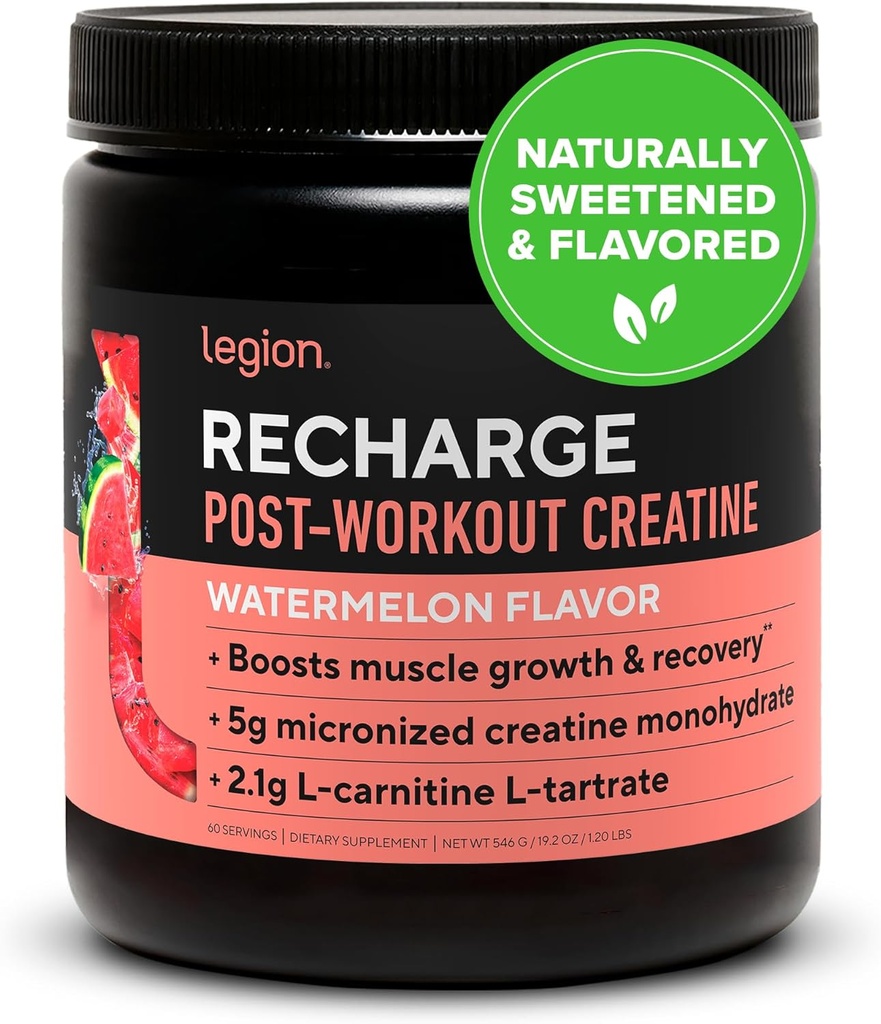 LEGION Athletics Recharge Post Workout Supplement - Όλα τα φυσικά μυών Builder & Recovery Drink με Creatine Monohydrate. Φυσικά γλυκασμένα & αρωματισμένα, ασφαλή & υγιεινά (Watermelon, 60 Services)