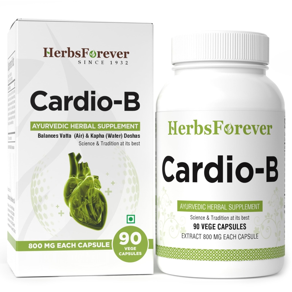 Βότανα για πάντα Cardio-B Ayurvedic βοτανικό συμπλήρωμα 90 κάψουλες Vege 800 Mg έκαστο
