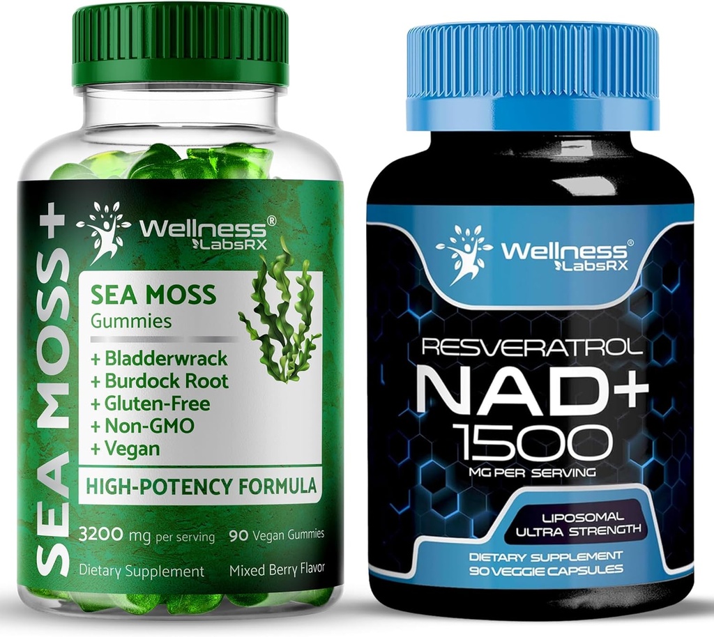 WELNESS LABSRX NAD συμπλήρωμα, 1500mg - Sea Moss Gummies, 3200mg