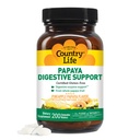Country Life Chewable Papaya Enzymes for Digestion Support - Φυσικό Ανανά & Παπάγια Γεύση, Βοηθάει με θρεπτική απορρόφηση, Περιέχει Παπαΐνη & Πρωτεΐνες - 200 Ct