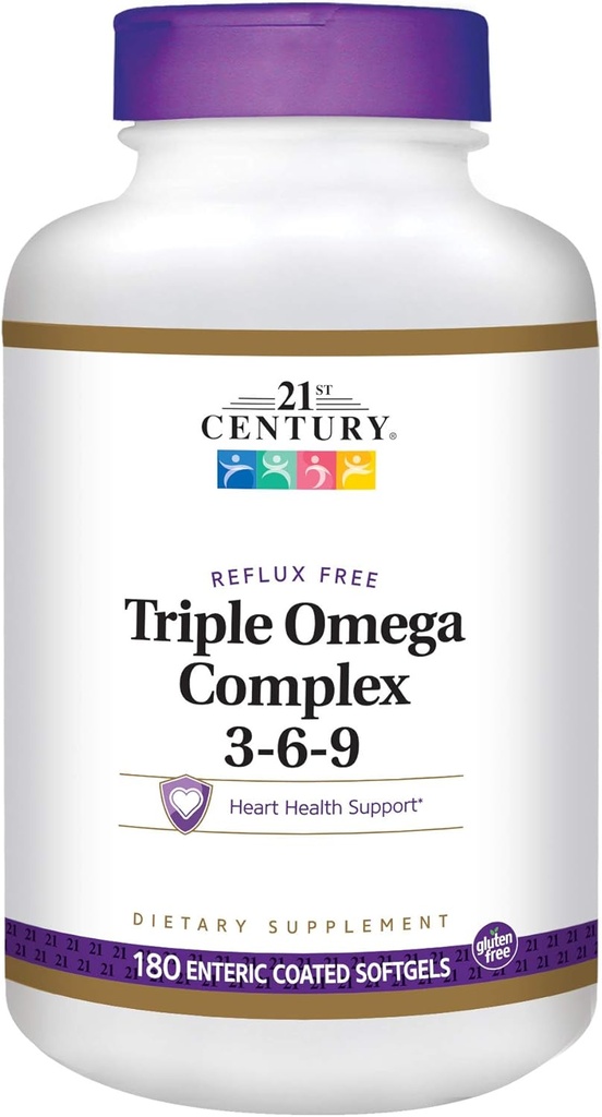 21ος αιώνας συμπλήρωμα διατροφής Triple Omega Complex 3-6-9 Enteric Coated Softgels, 180-Count μπουκάλια (πακέτο του 2)