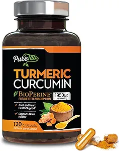Turmeric Curcumin Supplement with BioPerine 1950mg, 95% Standardized Curcuminoids - Black Pepper for Advanced Absorvation, Herbal Joint Support Complex, Nature's Tumeric Extract Non-GMO - 120 Κάψουλες