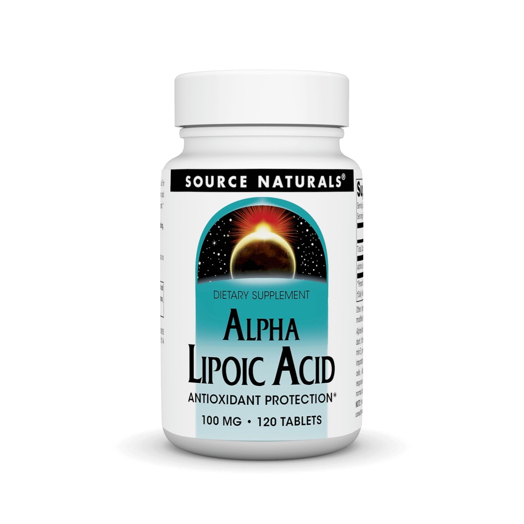 Source Naturals Το Alpha Lipoic Acid υποστηρίζει τον υγιή μεταβολισμό της ζάχαρης, τη λειτουργία του ήπατος και την παραγωγή ενέργειας* - 100 mg - 120 δισκία