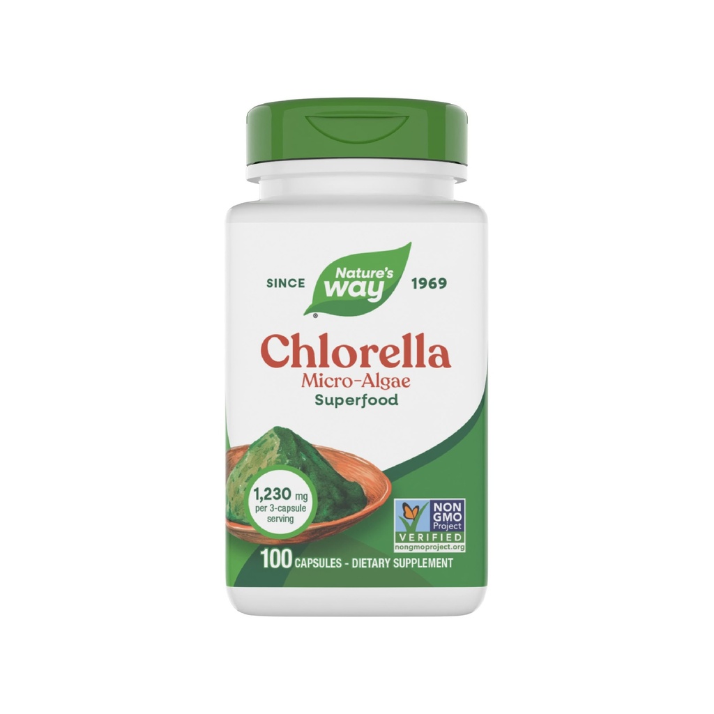 Δρόμος της φύσης Chlorella Micro-Algae, Superfood, Υποστηρίζει Αντιοξειδωτικά Pathways*, 1.230 mg ανά 3-Capsule Serving, Vegan, Μη-GMO Έργο Επαληθευμένο, 100 κάψουλες (Packing May Vary)