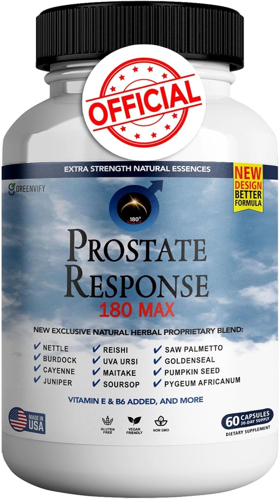 Prostate Response 180 Max Συμπληρώματα Φόρμουλα Prostate για τους άνδρες κάψουλες, συμπληρώματα υγείας - μέγιστη δύναμη, όλα τα φυσικά για την υποστήριξη Κανονική & υγιή λειτουργία (1)