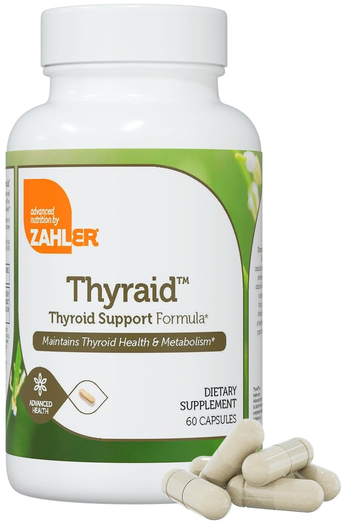 Zahler Thyrid - Thyroid Support Complex με Ιώδιο, Ψευδάργυρο, L-Τυροσίνη, Ashwagandha, Forskholii - Καθαρή Θυρεοειδική Υποστήριξη για γυναίκες και άνδρες - Kosher Gluten Free Non-GMO Thyroid Supplement (60 Κάψουλες)