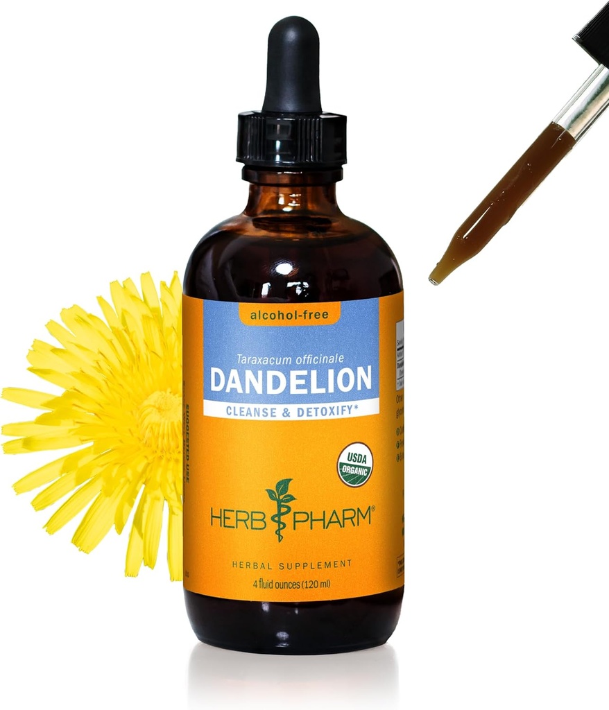 Βότανο Pharm Certified Organic Dandelion Liquid Extract για τον καθαρισμό και την αποτοξίνωση, Glycerite χωρίς αλκοόλ, 4 ουγγιά