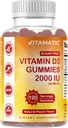 Vitamatic Sugar Free Vitamin D3 2000 IU - 120 Pectin Based Gummies - Μεγάλη Γεύση - Υγιή Οστά, Mood & ανοσοποιητικό σύστημα Λειτουργία - Μη ΓΤΟ - 120 Υπηρεσίες