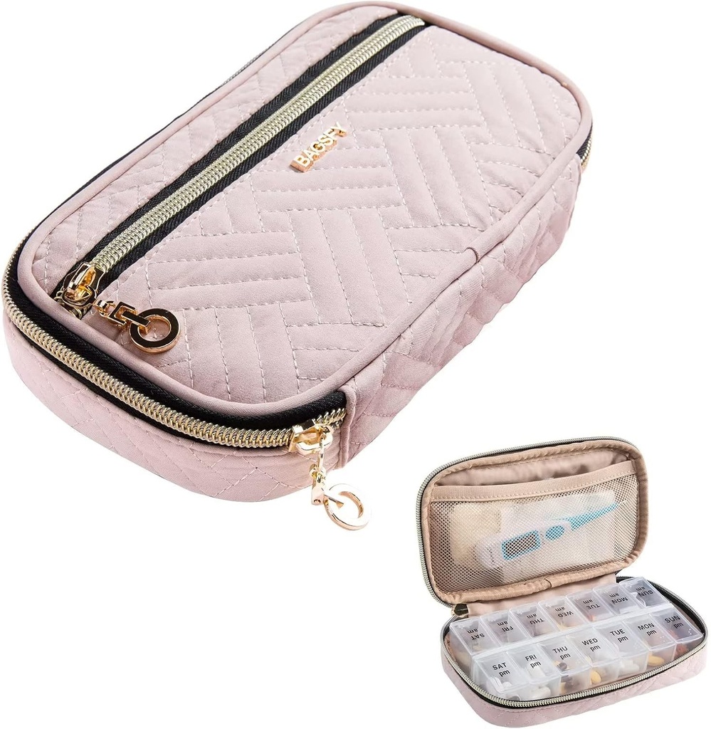 BAGSFY Pill Organizer Case 2 Times a Day- Weekly Medicine Organizer Travel Pill Box with Removable 7 Day Medicine Case Container for Fish Oil, Vitamin, Συμπλήρωμα