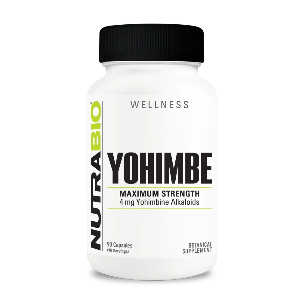 NutraBio Yohimbe συμπλήρωμα για άνδρες και γυναίκες, 4mg, 90 κάψουλες λαχανικών