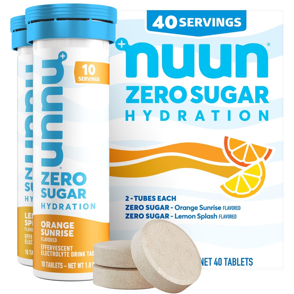 Nuun Zero Sugar Hydration Electrolyte Tablets - Νάτριο, Κάλιο, Χλωριούχο, Ασβέστιο, Μαγνήσιο, Ελαφριά & Νόστιμες Γεύσεις Φρούτων, Χωρίς Ζάχαρη, Χωρίς Γλουτένη, Vegan, Μικτή Συσκευασία Εσπεριδοειδών 4 (40 Μερίδες Σύνολο)