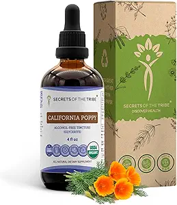 California Poppy USDA Organic Tincture | Alcohol-FREE Extract, High-Potency Herbal Drops | Made from 100% Certified Organic California Poppy (Eschscholzia Californica) Dried Herb and Flower 4 oz