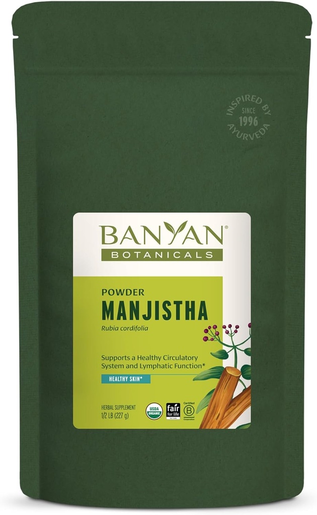 Banyan Botanicals Manjistha σκόνη – Βιολογικό συμπλήρωμα Manjistha – Ayurvedic Blood Cleanse & Lymphatic System Support* – 1⁄2 lb. – Μη ΓΤΟ Sustainablely Sourced Certified Fair for Life Fair Trade