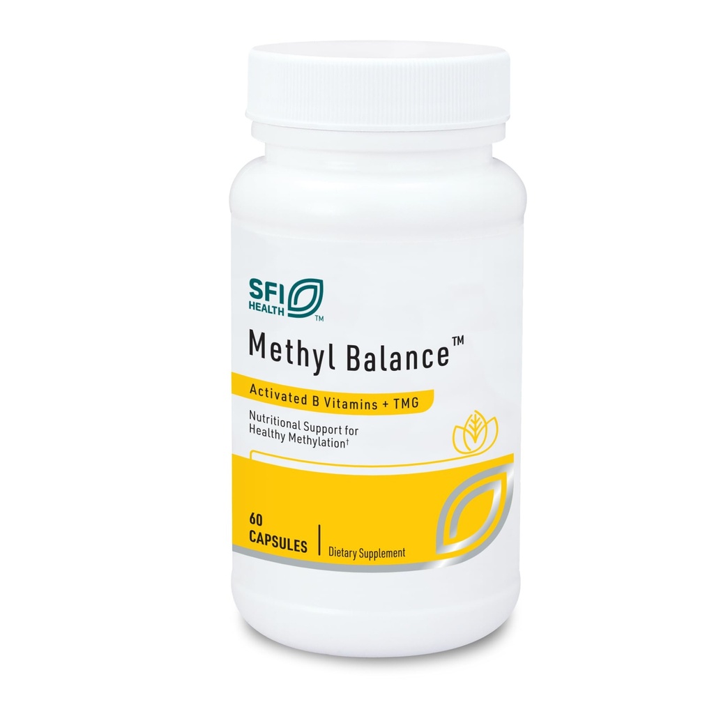 Klaire Labs SFI Health Methyl Balance - Ενεργοποιημένη Βιταμίνη Β + Συμπλήρωμα Τριμεθυγλυκίνης - Metafolin Methyl Folate, Betaine TMG, Vitamin B2, B6 & 12 - Υποστήριξη Υγιή Επίπεδα Ενέργειας (60 Κάψουλες)