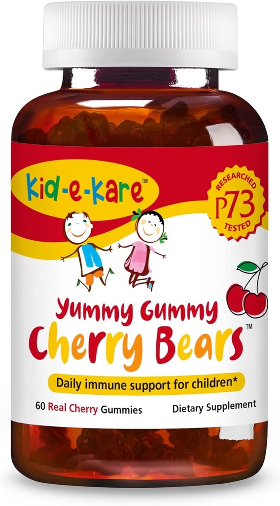 NORTH AMERICAN HERB & SPICE Kid-e-kare Yummy Gummy Cherry Bears - 60 Real Cherry Gummies - Daily Immune Support for Children - with P73 Oreganol & Black Seed Oil - Non-GMO - 30 Servings