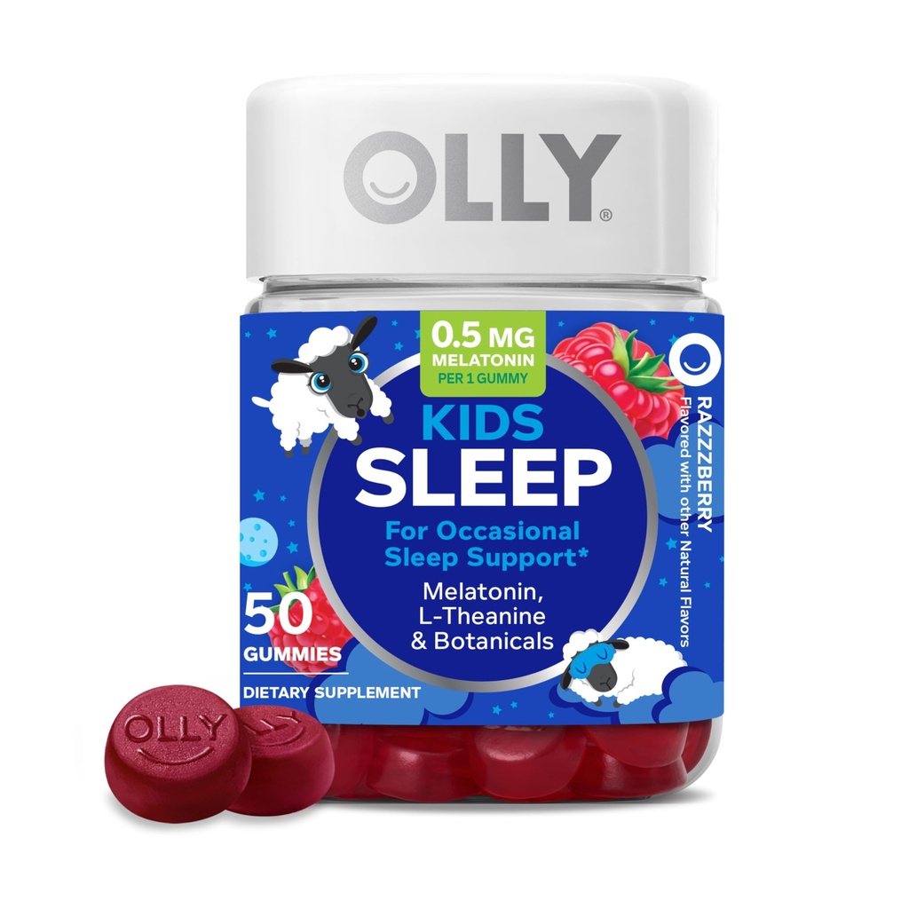 OLLY παιδιά Gummy ύπνου, περιστασιακή υποστήριξη ύπνου, * 0.5mg μελατονίνη, L-Θεανίνη, Βατόμουρο Γεύση, 50 ή 25 ημέρες προσφοράς - 50 κόμης