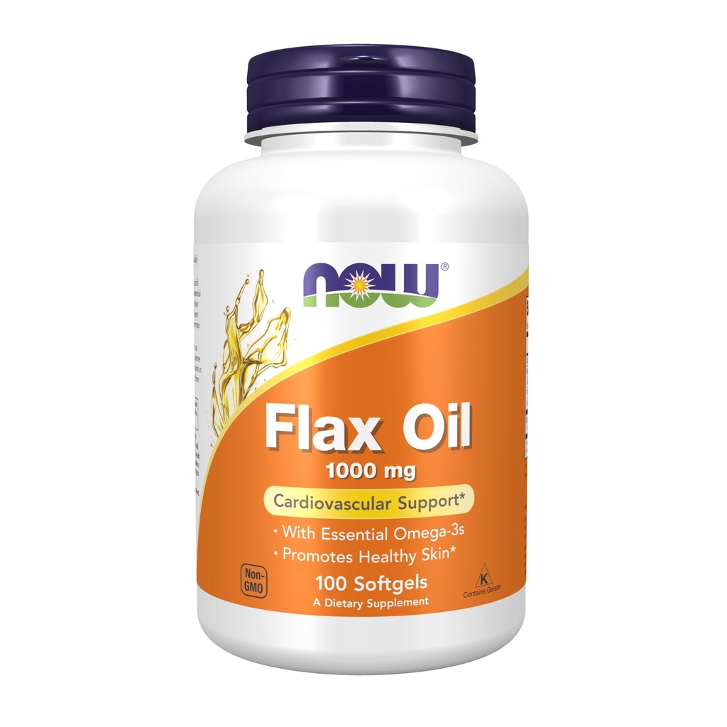 NOW Συμπληρώματα τροφίμων, έλαιο flax 1.000 mg που παρασκευάζονται με βιολογικό έλαιο flax, Καρδιαγγειακή Υποστήριξη*, 100 Softgels