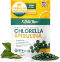 Sunlit Best Chlorella Spirulina Tablets - Βιολογικά δισκία USDA, Premium Spirulinas και Chlorella Κάψουλες 500 χάπια - Chlorellas Natural Superfood με Spirulina Algae, Ένζυμα Χλωροφύλλης & Vegan Protein