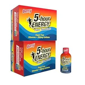 5 ώρες ENERGY Regular Strength Energy Shot, Berry Flavor (1,93 oz., 24 Count) Zero Calories & Sugar-Free 200 mg Caffeinated Shot, Amino Acids & B Vitamins, Συμπλήρωμα διατροφής