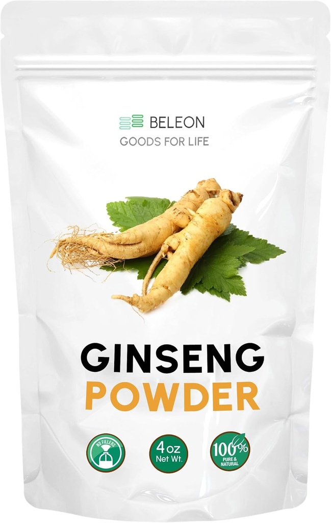 Ginseng Root Powder 4oz - Herbal Supplement Panax Ginseng, Active Ginsenosides, Rich in Antioxidants