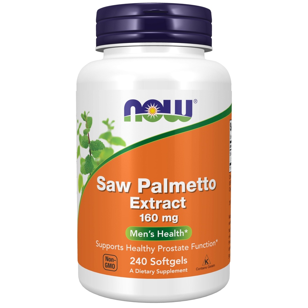 NOW Συμπληρώματα Τροφίμων, Saw Palmetto Extract (Serenoa repens) 160 mg, Ανδρική Υγεία*, 240 Softgels