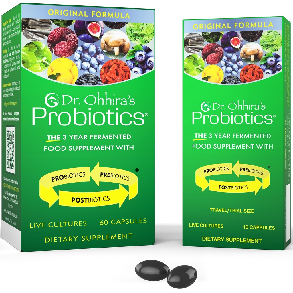 Προβιοτικά Dr. Ohohira, Original Formula, 60 Caps με Bonus 10 Capsule Travel Pack - 13 Probiotic Strains με Πρεβιοτικά και Μεταβιοτικά