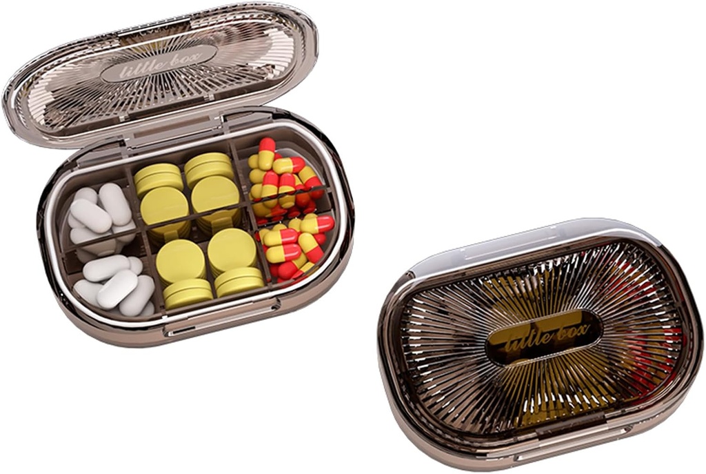 Small Pill Box, Moisture Proof Pill Case, Travel Pill Organizer for Pocket Purse, Daily Portable Medicine Vitamin, Fish Oil, Supplement (Black-3)