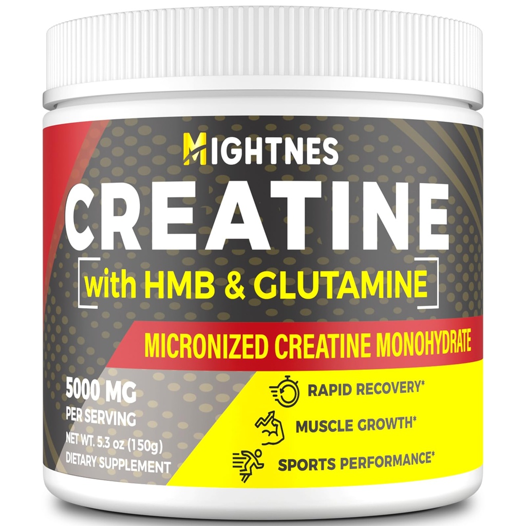 Creatine HMB, Creatine Powder for Men & Women, Micronized Creatine Monohydrate for Muscle Growth & Recovery and Increased Strength, Performance, Creatine HMB with Glutamine, Gluten Free, 30 Servings