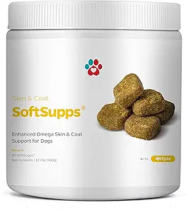 Pet Parents® Skin & Coat SoftSupps® Συμπλήρωμα για Σκύλος Δέρμα και Κάλυμμα με Ωμέγα 3 Fish Oil για Σκύλους, Βιταμίνη Ε για Σκύλους, και Βιοτίνη για Σκύλους Itch Relief, Σκύλος Φροντίδα, 90ct Βιταμίνες για Σκύλους
