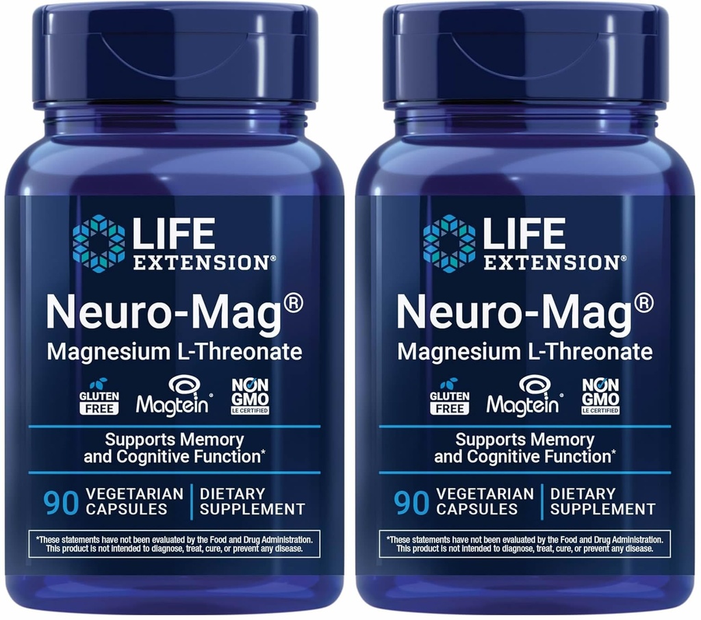 Life Extension Neuro-mag Magnesium L-threonate, 90 Count (Pack of 2)