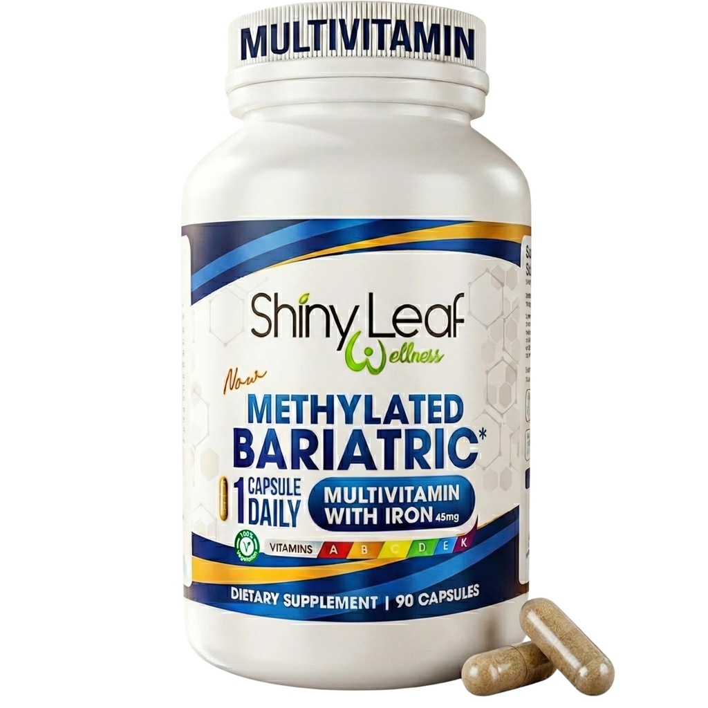 Shiny Leaf Bariatric Multivitamin with Iron - 45 mg for Gastric Bypass, Sleeve Gastrεκτομή, Roux-en-Y, Duodenal Switch - 22 Βιταμίνες & Ορυκτά, ASMBS Compliant, Vegetarian, Made in USA, GMP, 90 Ct.