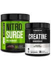 Jacked Factory NITROSURGE Pre-Workout Supplement - Έντονες Αντλίες (30 σερβιρίσματος, Καρπούζι) & Creatine Monohydrate Σκόνη για την ανάπτυξη των μυών (30 σερβιέτες, χωρίς γεύση)