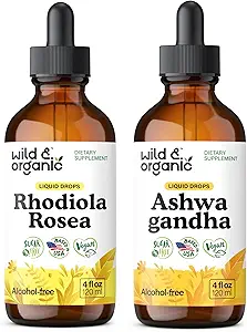 Άγρια & οργανικά Rhodiola Rosea Βάμμα 4 fl oz & Ashwagandha Βάμμα 4 fl oz