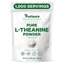 Purisure L-Theanine Powder, 100 g, Pure L Theanine Powder που προάγει την χαλάρωση και την εστίαση, συμπλήρωμα για τη γνωστική λειτουργία, χωρίς πληρωτικά, μη GMO, 1000 υπηρεσίες