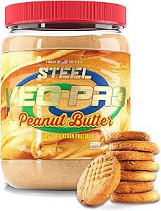 Steel Supplements Veg-PRO | Vegan Protein Powder, Peanut Butter | 25 Servings (1.65lbs) | Protein Powder with BCAA Amino Acid | Gluten Free | Non Dairy | Low Carb Formula | Artficial Flavoring