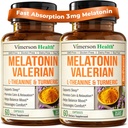 Μελατονίνη Sleep Aid with L Theanine & Valerian Root – Turmeric Supplement – Κουρκουμίνη με Τζίντζερ & Μαύρο Πιπέρι – L-Θεανίνη & Μελατονίνη 3mg για τον ύπνο, την ηρεμία και το στρες Relief – 2 Pack