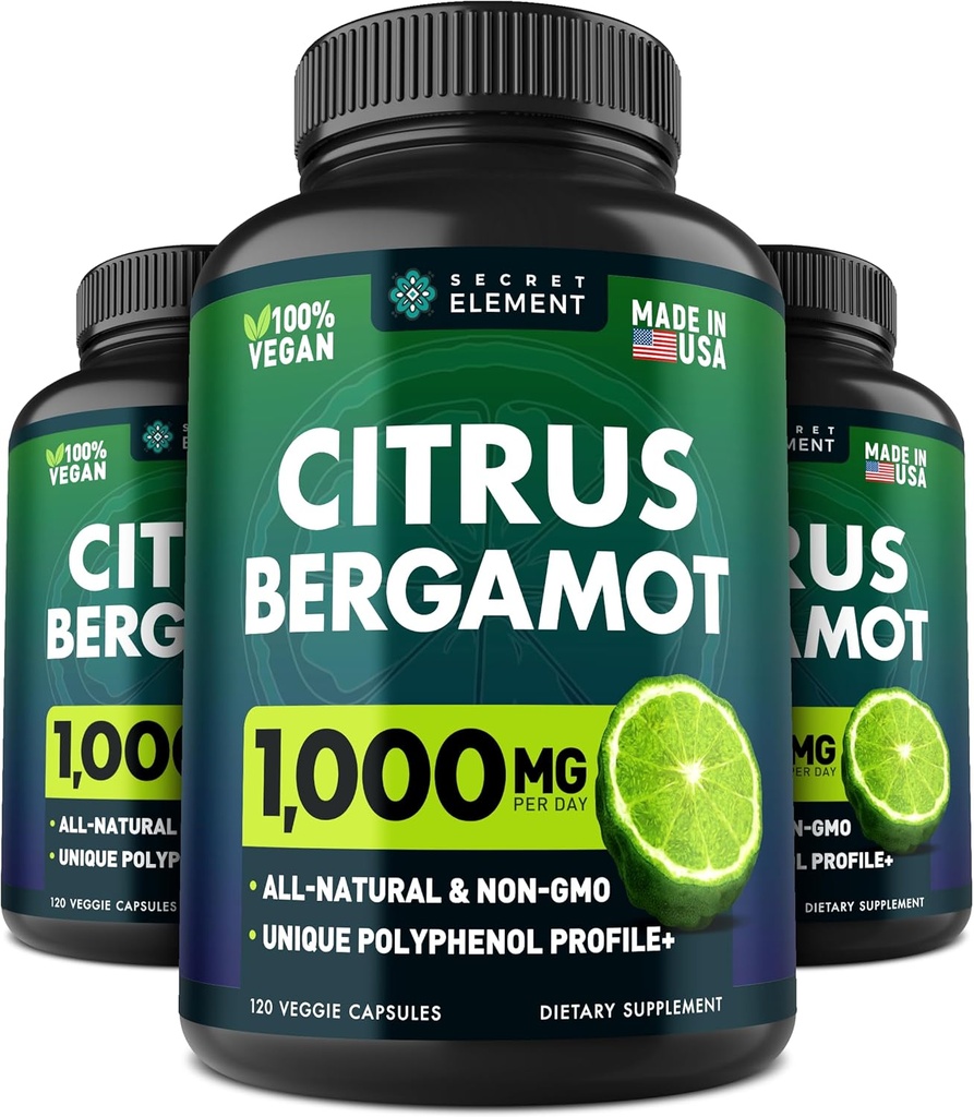 3 Pack Citrus Bergamot Extract 1000mg, συμπλήρωμα για την καρδιά, την υποστήριξη του ανοσοποιητικού συστήματος, και την υγιή γήρανση - Pure 360 Vegan κάψουλες
