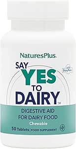 Natures Plus Say Yes to Dairy - 50 Μασώμενα Δισκία - Φυσικό συμπλήρωμα ενζύμων Lactase, Μέγιστης Δύναμης Δυναμικό, Ανακούφιση δυσανεξίας λακτόζης - Χωρίς γλουτένη - 50 Σερβιέτες