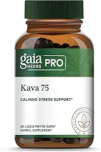 Gaia Herbs PRO Kava 75 - Συμπλήρωμα υποστήριξης στρες - Βοηθά μια αίσθηση ηρεμίας & χαλάρωσης - 60 υγρά Phyto-Caps