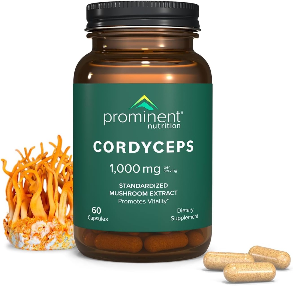 Επιφανές συμπλήρωμα Cordyceps διατροφής - προάγει τη ζωτικότητα - 1000 mg, 60 Count