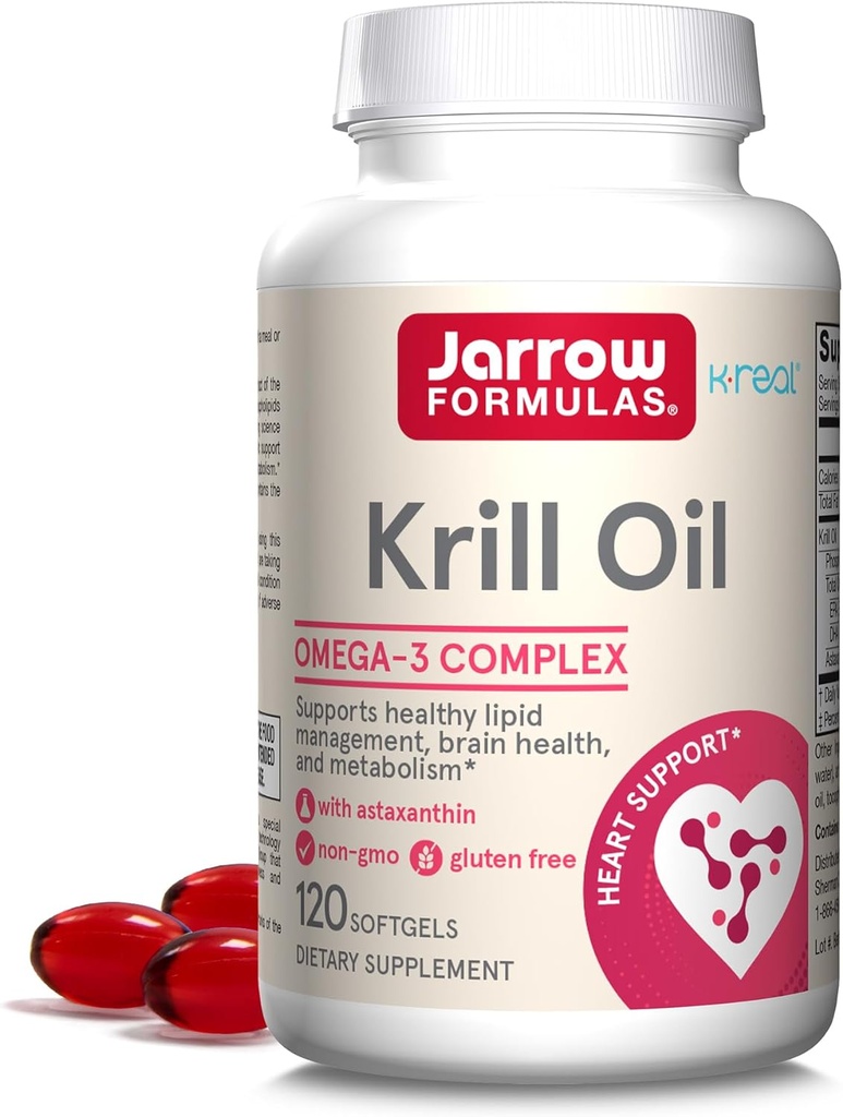 Jarrow Formulas Krill Oil - 120 Softgels - Φωσφολιπίδια Ωμέγα-3 Complex με Ασταξανθίνη - Μπορεί να υποστηρίξει Lipid Διαχείριση, λειτουργία του εγκεφάλου & Μεταβολισμός - 60 Υπηρεσίες