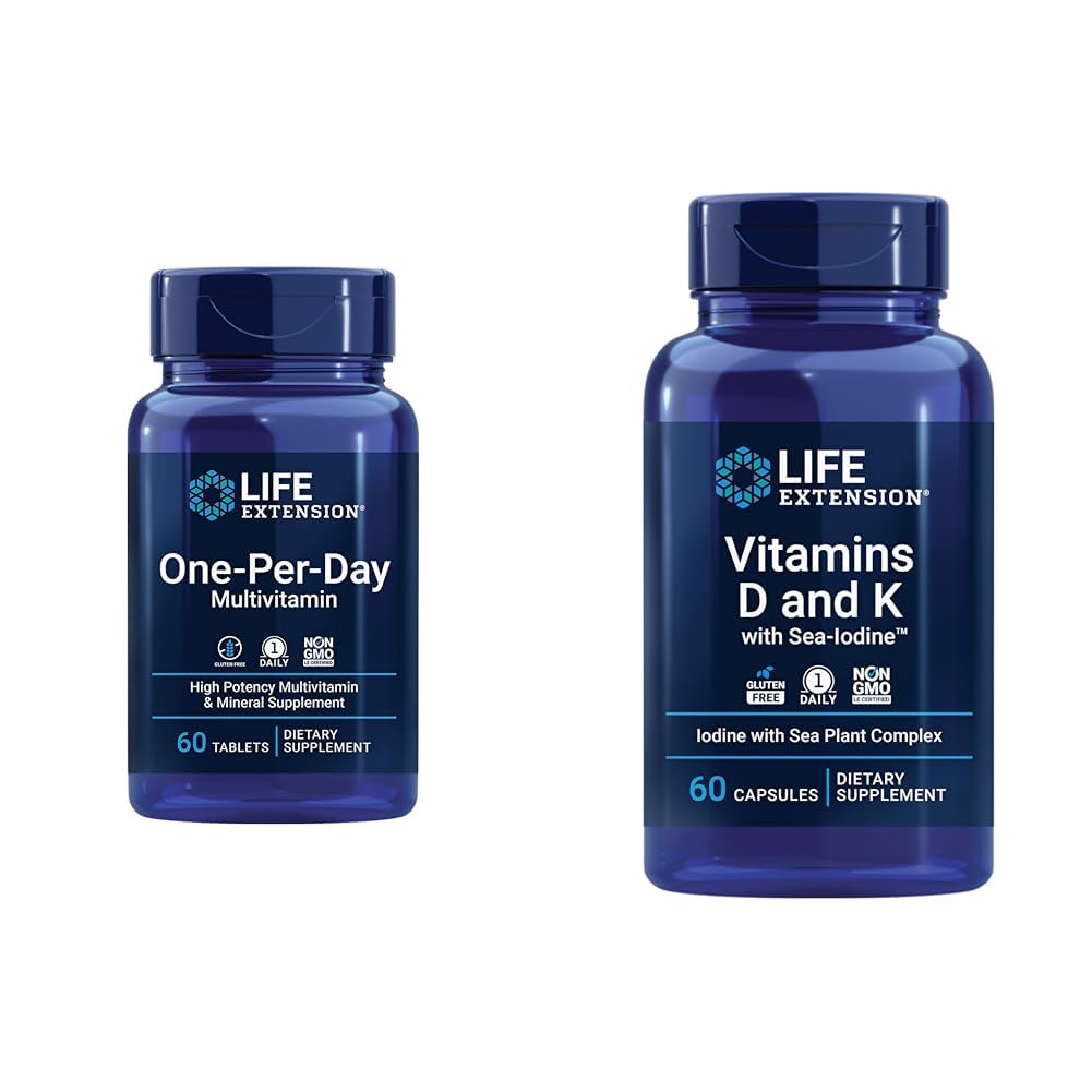 Life Extension One-Per-Day Multivitamin – Packed with Over 25 Vitamins, Minerals & Plant Extracts & Vitamins D and K with Sea-Iodine, Vitamin D3, Vitamin K1 and K2, Iodine