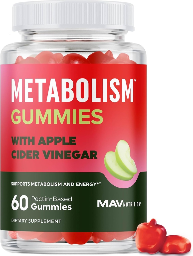 Μεταβολισμός Gummies με μηλίτη μηλίτη Ξύδι Ενέργειας, Digetion & Lean Body Mass Support 