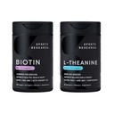 Sports Research Vegan Biotin 10.000mcg με λάδι καρύδας Max Strength Vitamin B7 120 Softgels (4 Μήνας προσφοράς) και διπλή δύναμη L-Θεανίνη συμπλήρωμα για εστίαση, χαλάρωση & εγρήγορση 200mg 60 Count